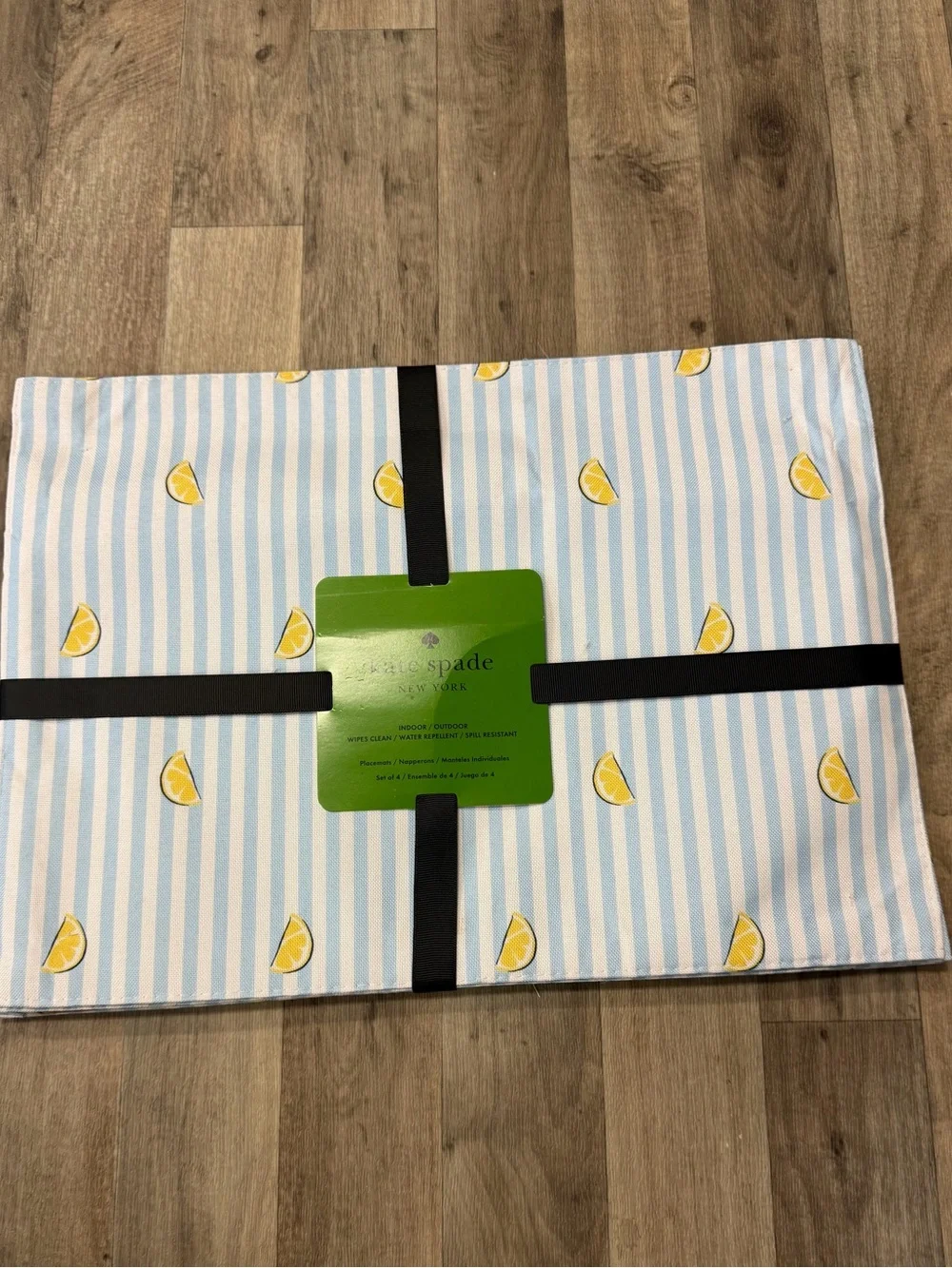 kate spade Blue and Yellow Lemon Stripe Placemats - Set of 4 NWT